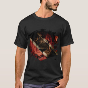 Trinidad & Tobago Flag & African Lion Picture T-Shirt