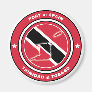 Trinidad & Tobago Flag and Flag Map Magnet