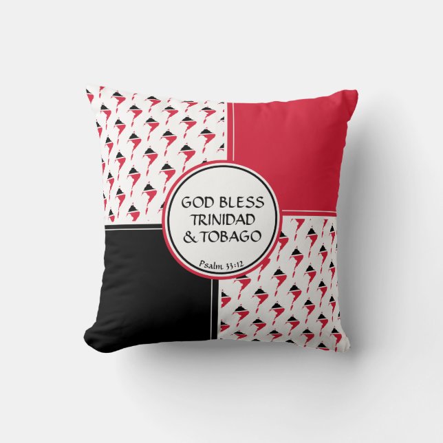 TRINIDAD TOBAGO Flag Custom Patriotic GOD BLESS Cushion (Front)
