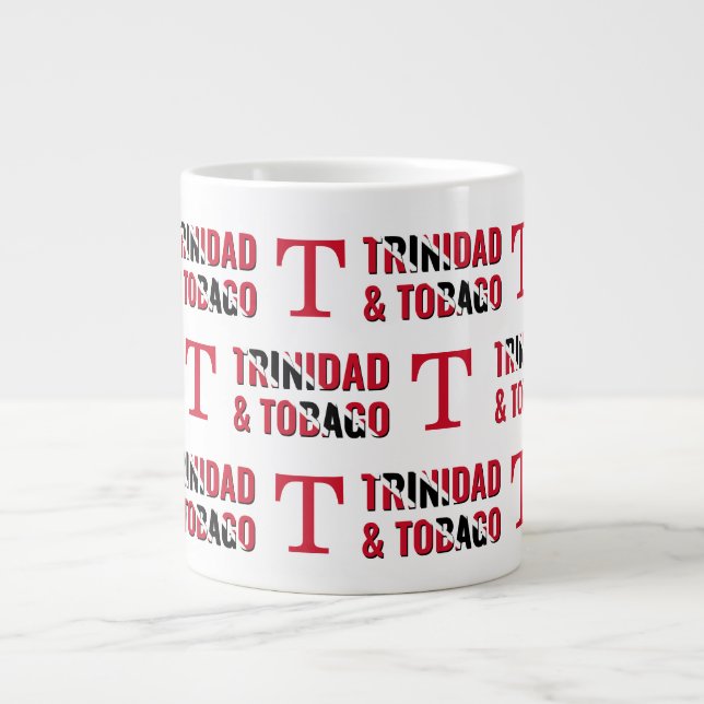 TRINIDAD TOBAGO FLAG Monogram Large Coffee Mug (Front)