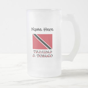 Trinidad Tobago Flag Personalised Frosted Glass Beer Mug