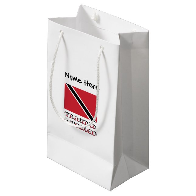 Trinidad Tobago Flag Personalised Small Gift Bag (Front Angled)