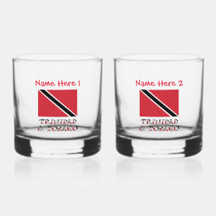 Trinidad Tobago Flag Red Personalisation Whiskey Glass