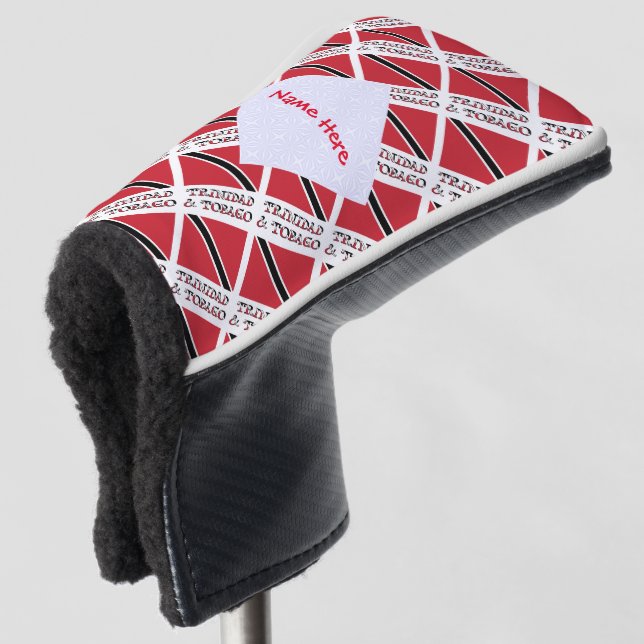Trinidad Tobago Flag Tiled Red Personalisation Golf Head Cover (3/4 Front)