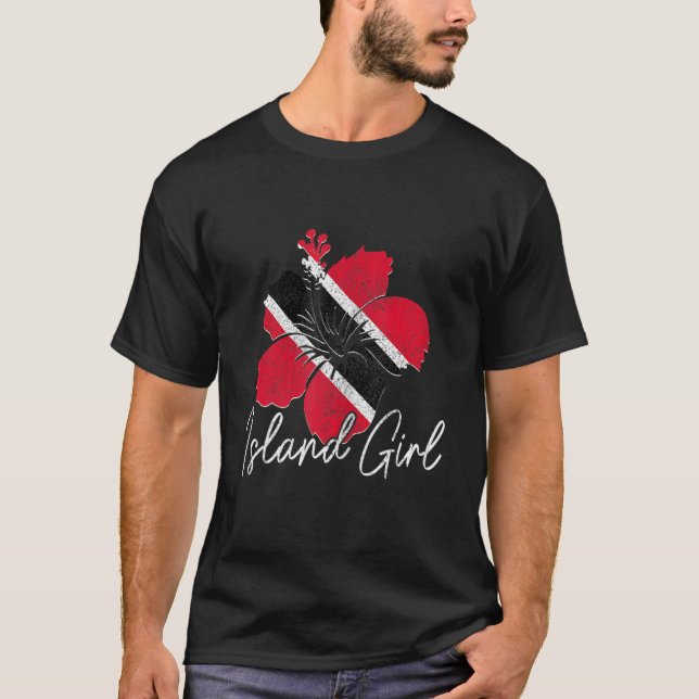 Trinidad & Tobago Girl Trinidadian Flag Pride Root T-Shirt (Front)