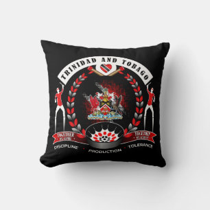 Trinidad & Tobago National Pride Emblem on Black Cushion
