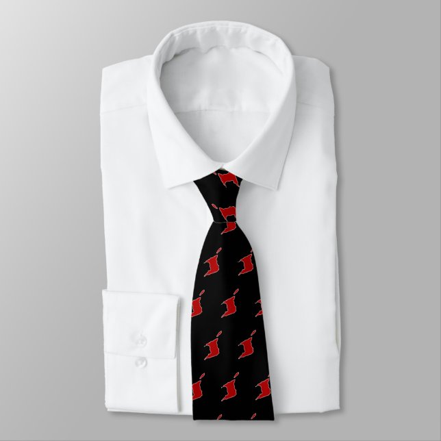 Trinidad & Tobago RED Map on BLACK Tie (Tied)