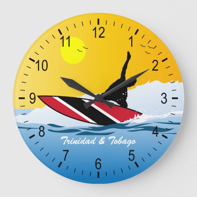 Trinidad & Tobago Surfer Large Clock (Front)