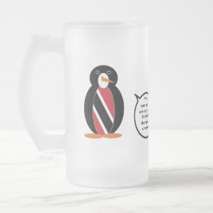 Trinidad Tobago Talking Ms. Penguin Personalised Frosted Glass Beer Mug