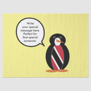 Trinidad Tobago Talking Ms. Penguin Personalised Tissue Paper
