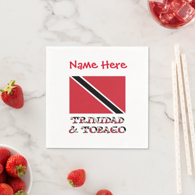 Trinidad-Tobago Trinidad Flag Red Personalisation  Napkin (Insitu)