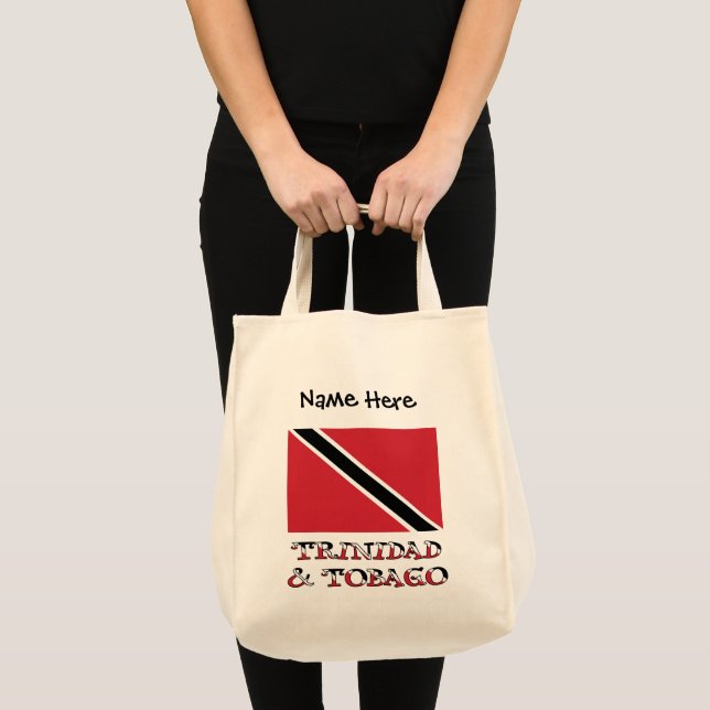 Trinidad Tobago Trinidadian Flag Black Personalize Tote Bag (Front (Product))