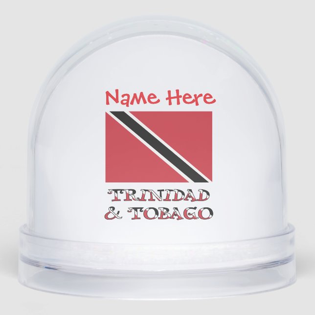 Trinidad Tobago Trinidadian Flag Red Personalised  Snowglobe (Front)