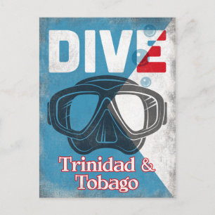 Trinidad & Tobago Vintage Scuba Diving Mask Postcard