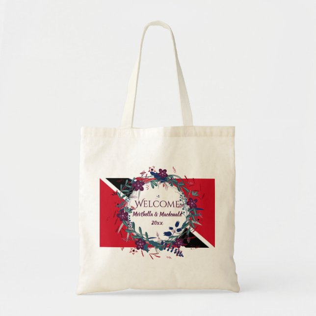 TRINIDAD WEDDING WELCOME Destination Floral Tote Bag (Front)