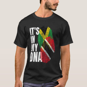 Trinidadian Plus Jamaican Mix DNA Flag Heritage T-Shirt