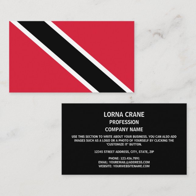 Trinidadians and Tobago Flag, Trinidad and Tobago Business Card (Front/Back)