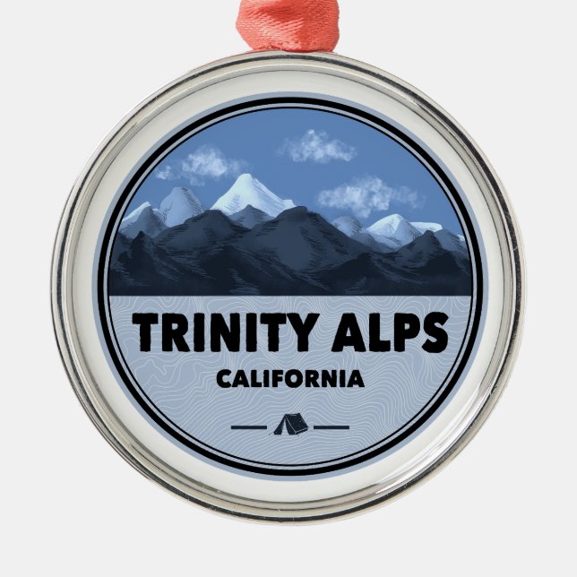 Trinity Alps California Camping Metal Tree Decoration (Front)
