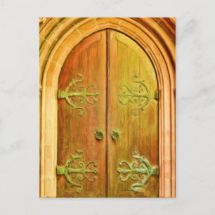 Trinity Church Door NYC Postcard