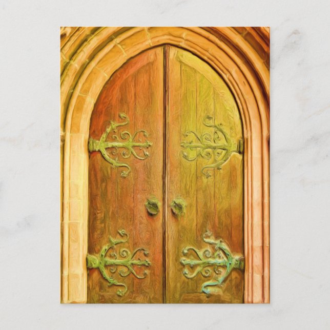 Trinity Church Door NYC Postcard (Front)