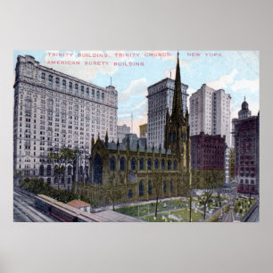Trinity Church, New York City 1912 Vintage Poster