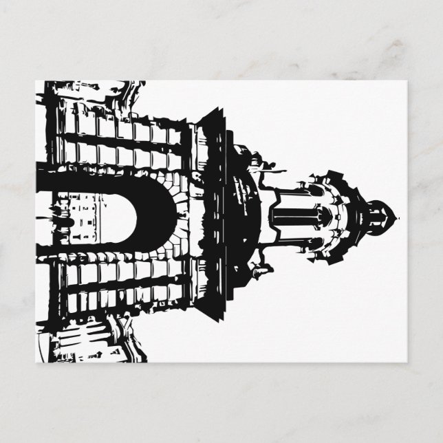 Trinity College Dublin Campanile, Black and White Postcard (Front)