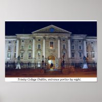 Trinity College porticio at night,  Dublin Ireland