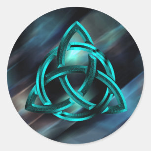 Trinity Knot Celtic Blue Metal Glitter Classic Round Sticker