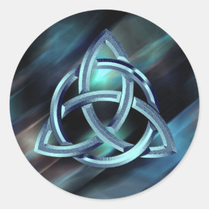 Trinity Knot Celtic Blue Metal Glitter Classic Round Sticker