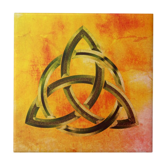 Trinity Knot Celtic Orange Vintage Fire Tile (Front)
