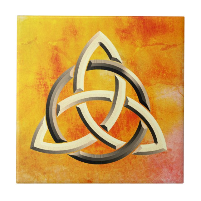 Trinity Knot Celtic Orange Vintage Fire Tile (Front)
