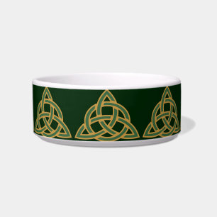Trinity Knot Green Pet Bowls