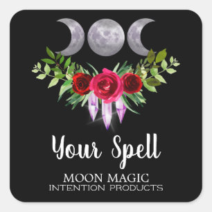 Trinity Moon Intention Candle Spell Jar Square Sticker