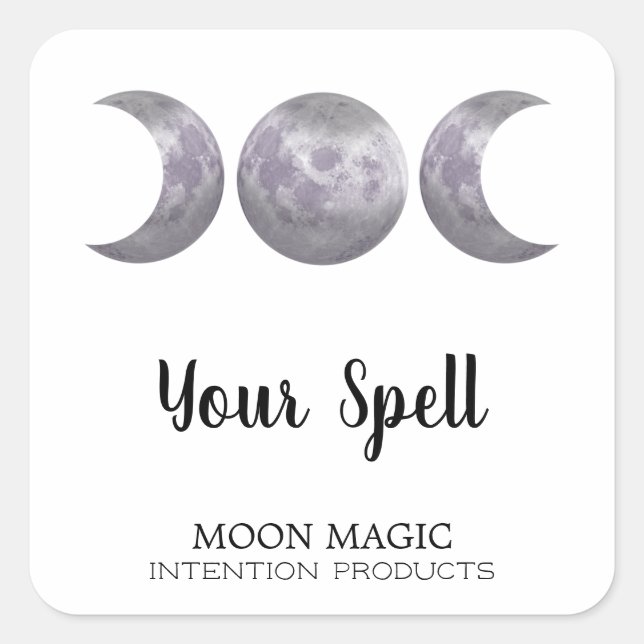 Trinity Moon Intention Spell Candle Square Sticker (Front)