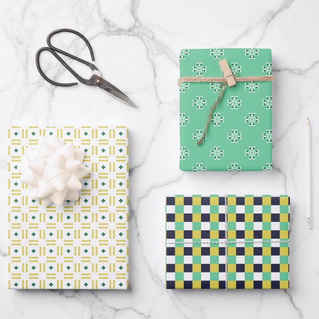 Trio 2 Geometric Patterns Set of Wrapping Paper (Front)