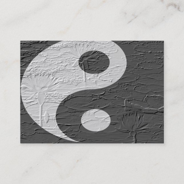 Trio Balance/ Lotus Blossoms Embossed-Like Texture Business Card (Front)
