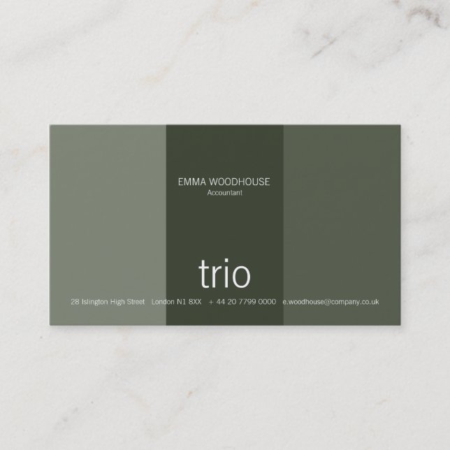 Trio Dark Green & Sea Green Business Card (Front)