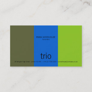 Trio Dark Olive, Bright Blue & Green Business Card