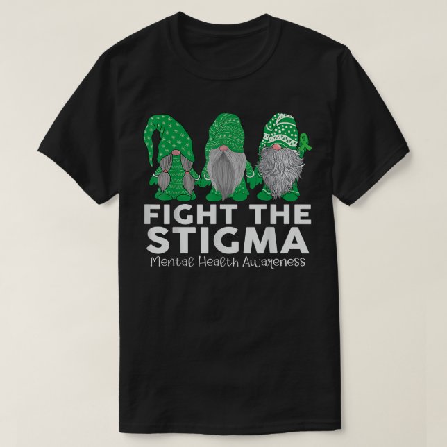 Trio Gnome Fight The Stigma Mental Health Matters  T-Shirt (Design Front)