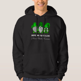 Trio Gnome Fights Alone Green Ribbon Mental Health Hoodie