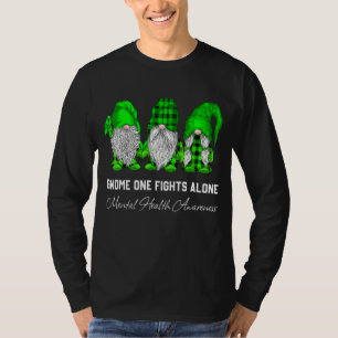 Trio Gnome Fights Alone Green Ribbon Mental Health T-Shirt