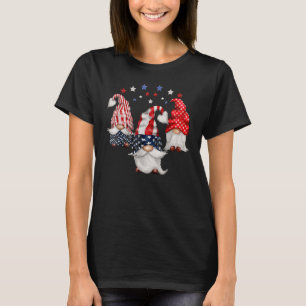 Trio Gnomes  4th Of July Us Flag Independence Day T-Shirt