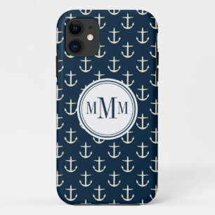 Trio Monogram Anchor Pattern iPhone 11 Case