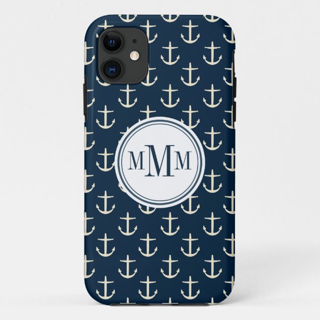 Trio Monogram Anchor Pattern Case-Mate iPhone Case (Back)