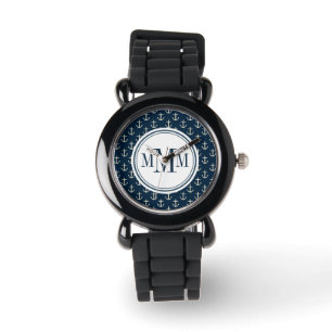 Trio Monogram Anchor Pattern Watch