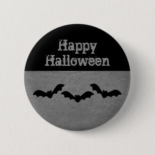 Trio of Bats Halloween Button, Grey 6 Cm Round Badge