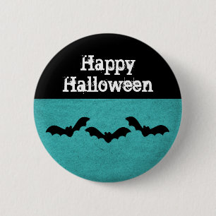 Trio of Bats Halloween Button, Teal 6 Cm Round Badge