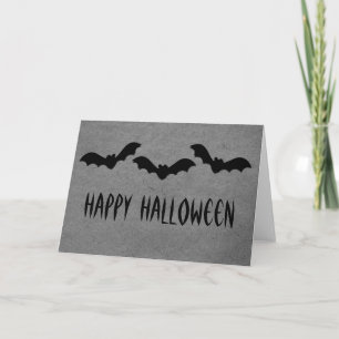 Trio of Bats Halloween Greeting Card, Grey Card