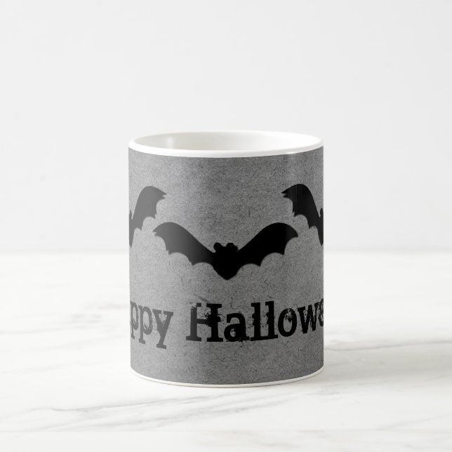 Trio of Bats Halloween Mug, Grey Coffee Mug (Center)