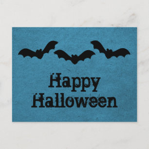 Trio of Bats Halloween Postcard, Dark Blue Postcard